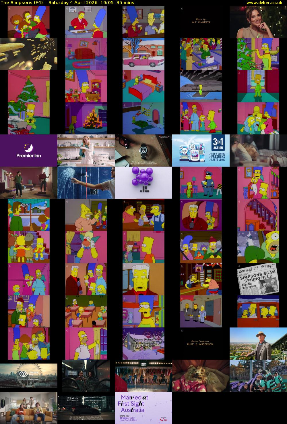 The Simpsons (E4) Saturday 4 April 2026 19:05 - 19:40