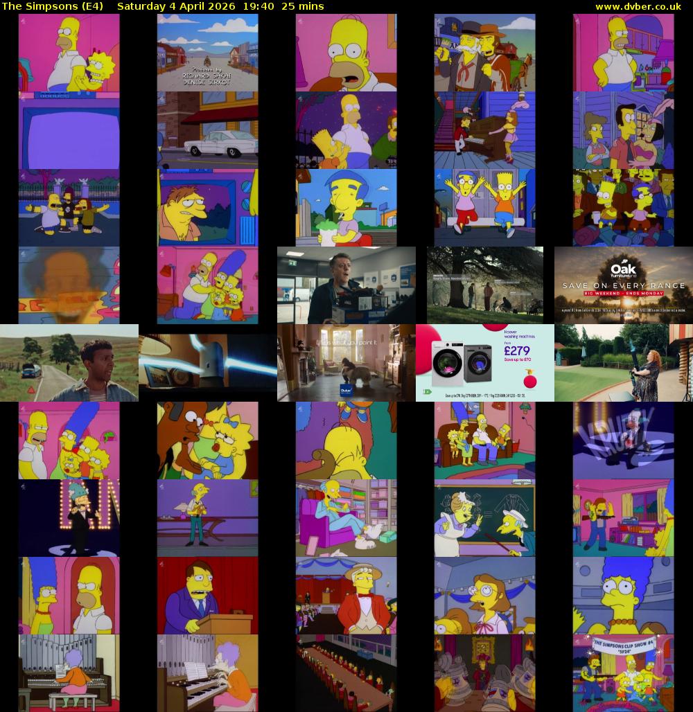 The Simpsons (E4) Saturday 4 April 2026 19:40 - 20:05