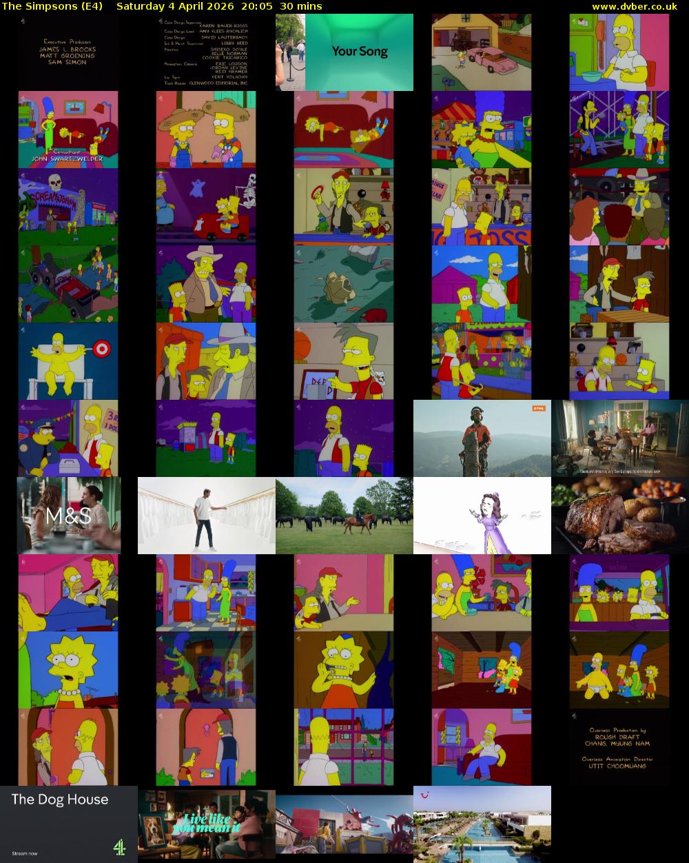 The Simpsons (E4) Saturday 4 April 2026 20:05 - 20:35