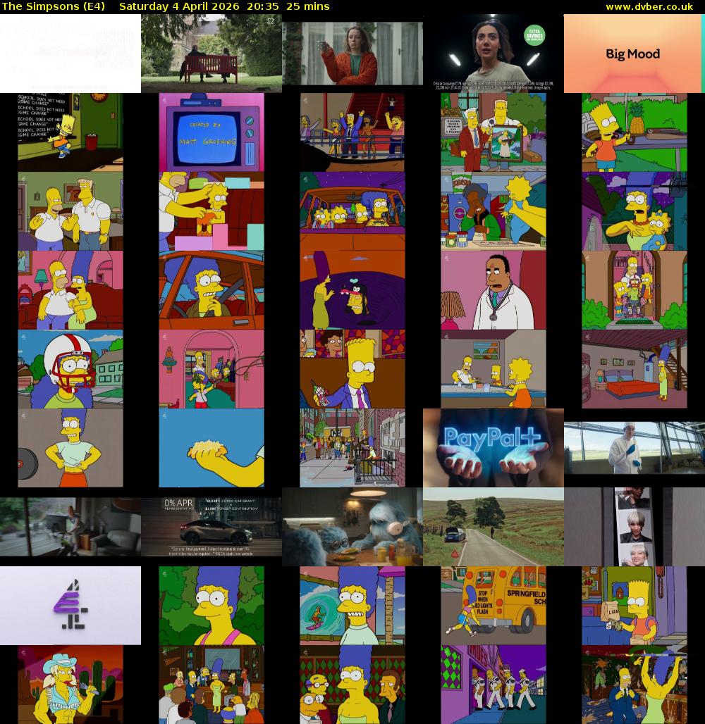 The Simpsons (E4) Saturday 4 April 2026 20:35 - 21:00