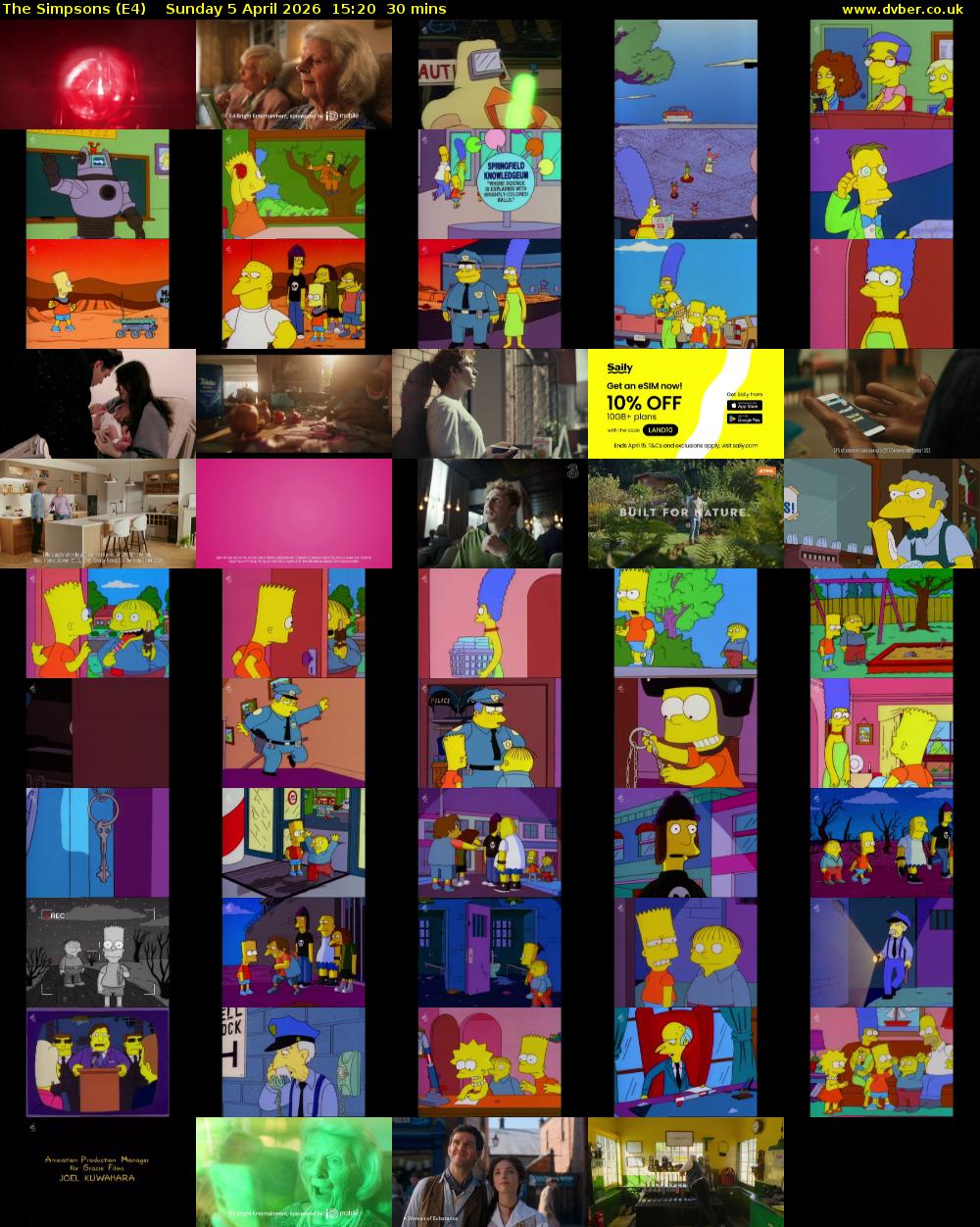 The Simpsons (E4) Sunday 5 April 2026 15:20 - 15:50