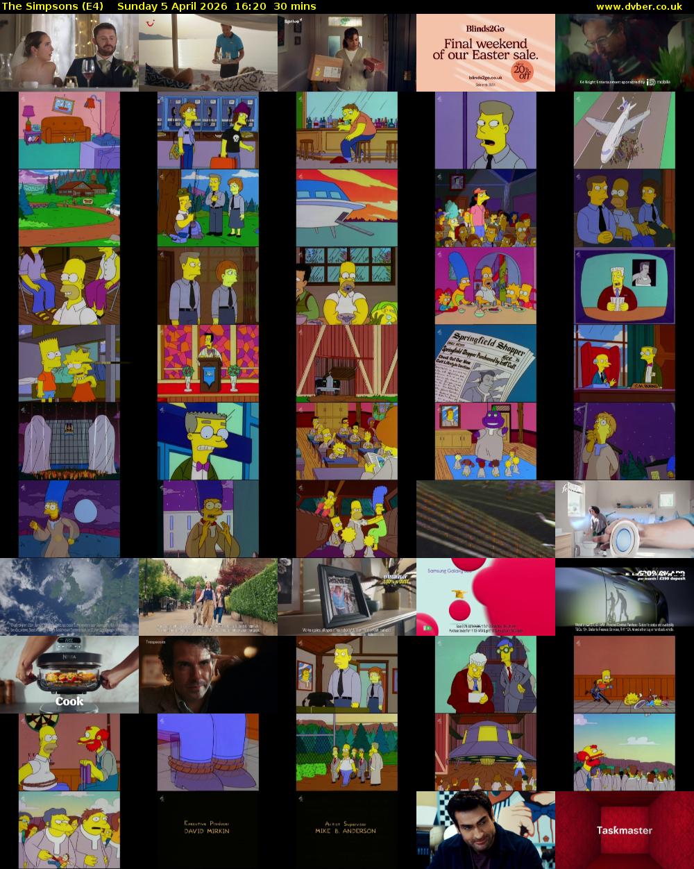 The Simpsons (E4) Sunday 5 April 2026 16:20 - 16:50