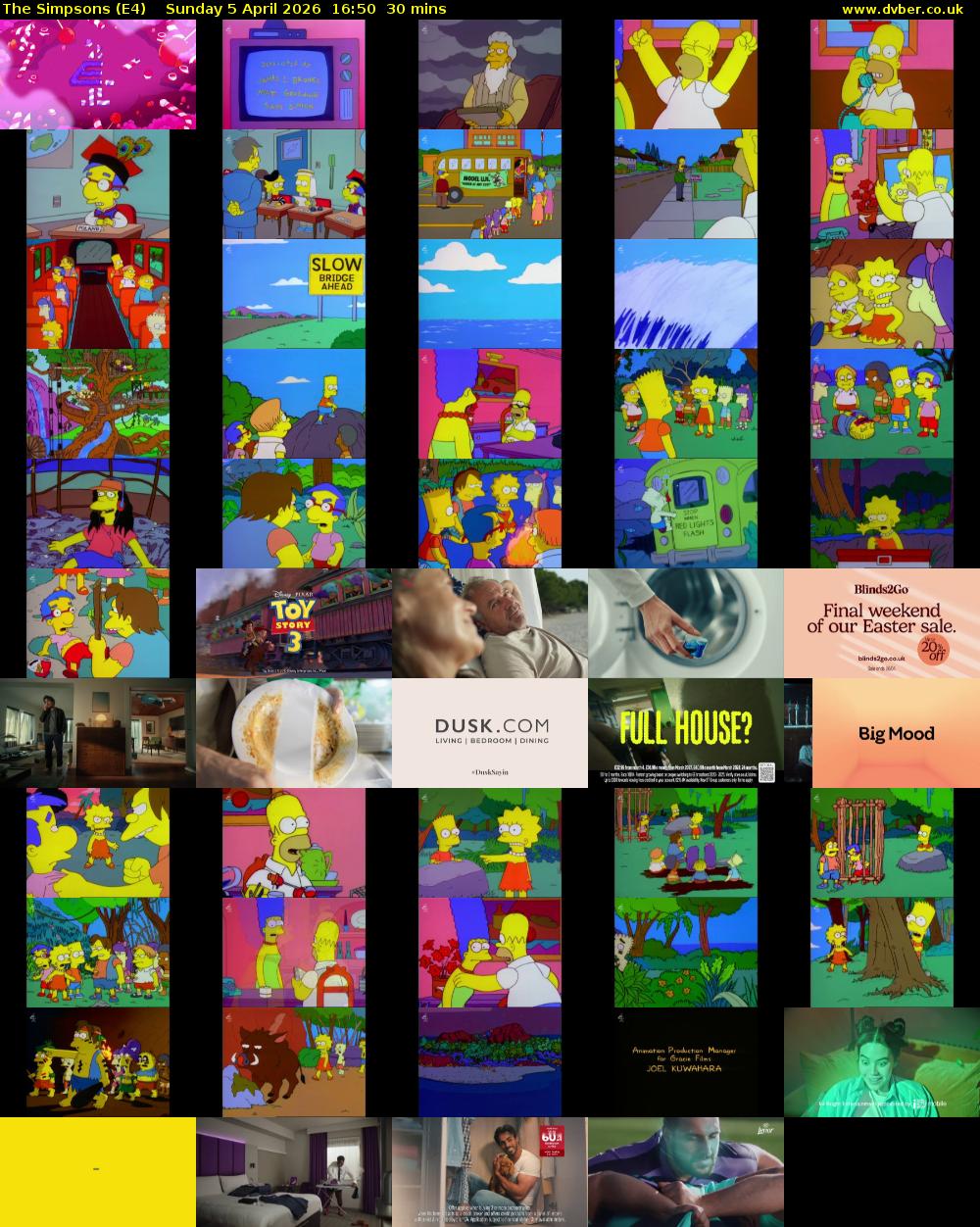 The Simpsons (E4) Sunday 5 April 2026 16:50 - 17:20