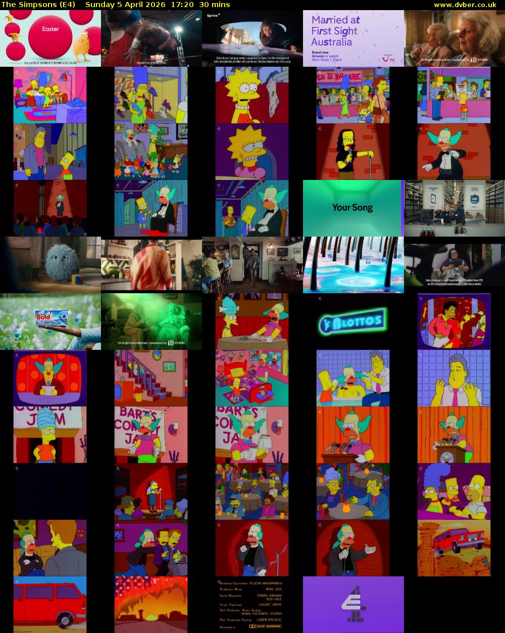 The Simpsons (E4) Sunday 5 April 2026 17:20 - 17:50