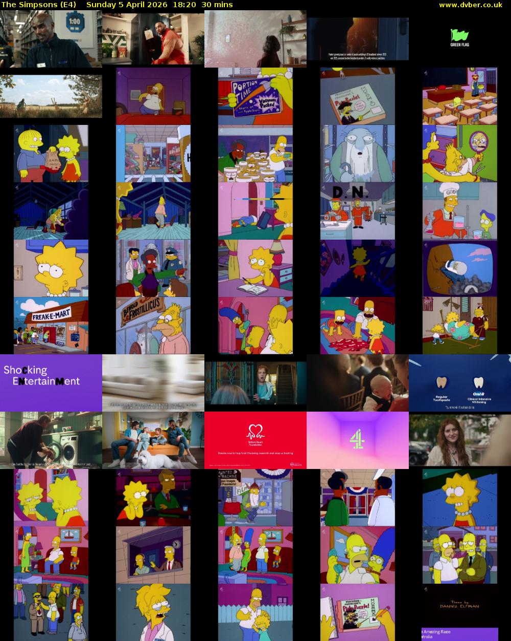 The Simpsons (E4) Sunday 5 April 2026 18:20 - 18:50