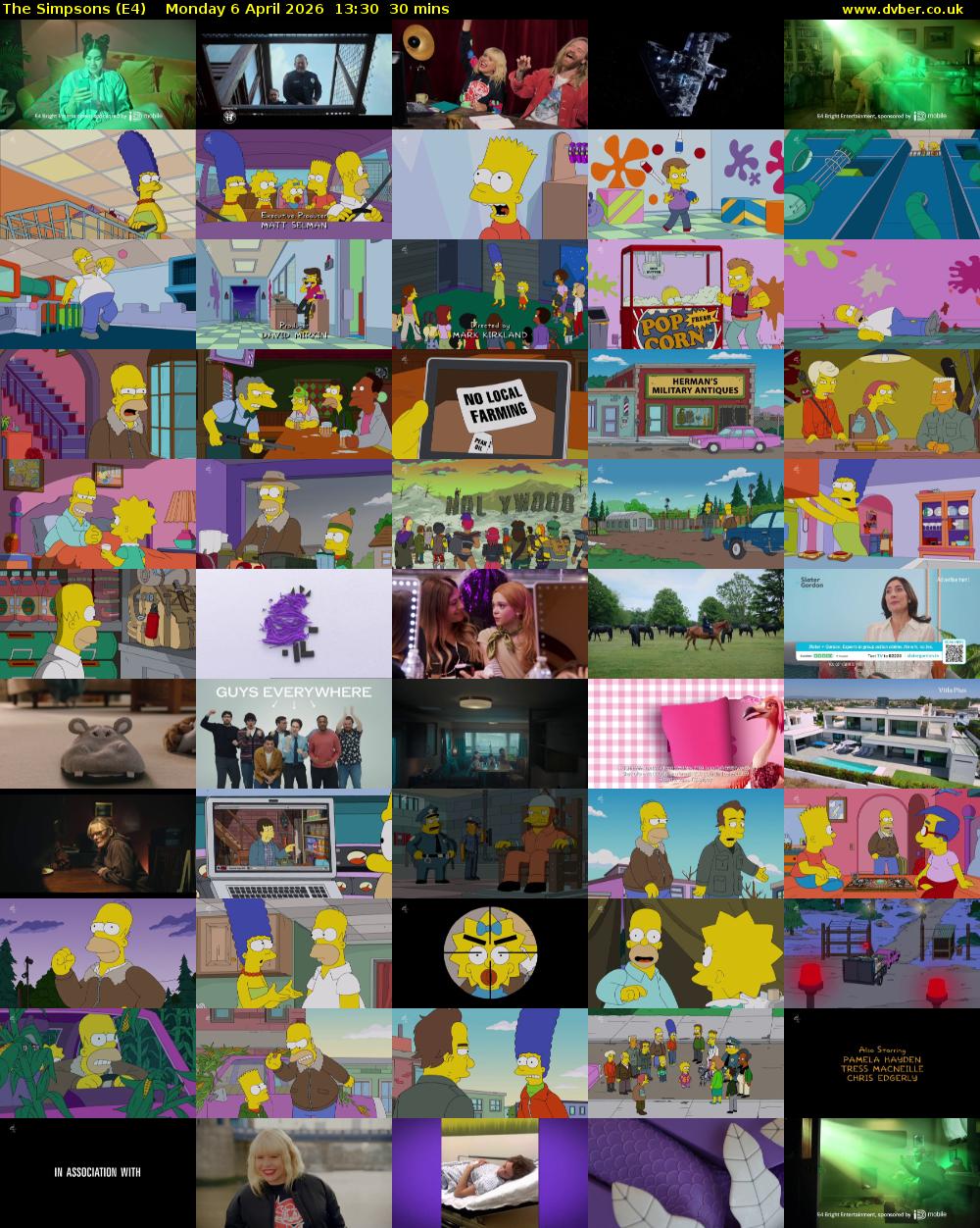 The Simpsons (E4) Monday 6 April 2026 13:30 - 14:00