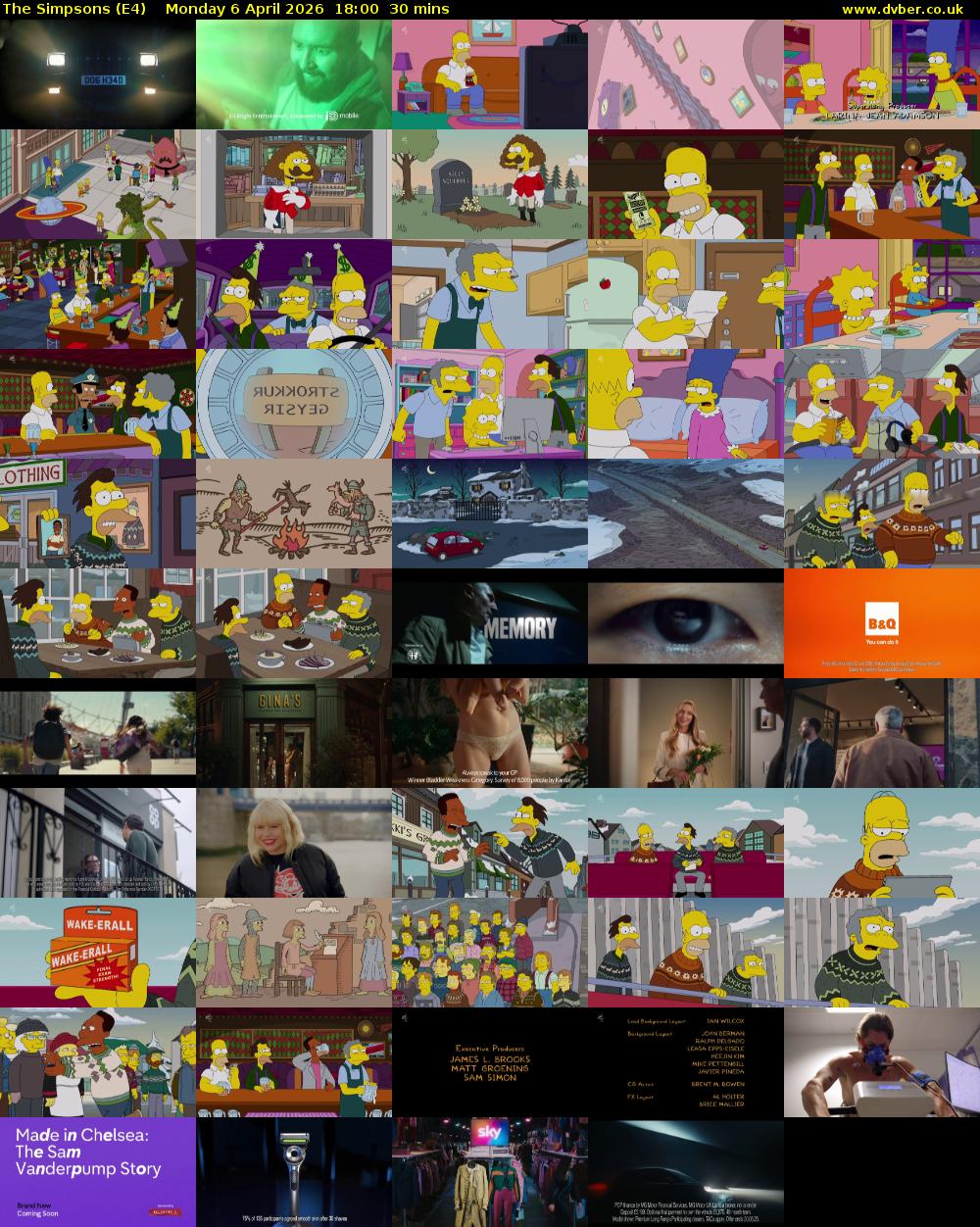 The Simpsons (E4) Monday 6 April 2026 18:00 - 18:30