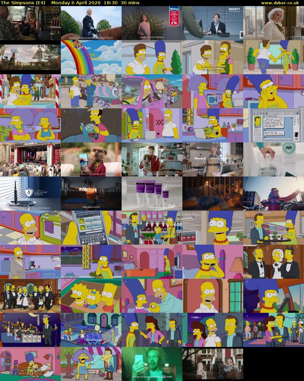 The Simpsons (E4) Monday 6 April 2026 18:30 - 19:00