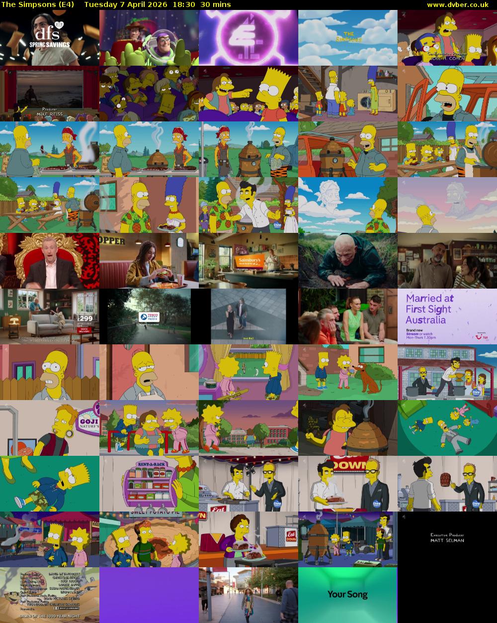 The Simpsons (E4) Tuesday 7 April 2026 18:30 - 19:00