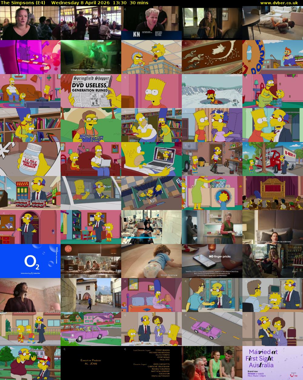 The Simpsons (E4) Wednesday 8 April 2026 13:30 - 14:00