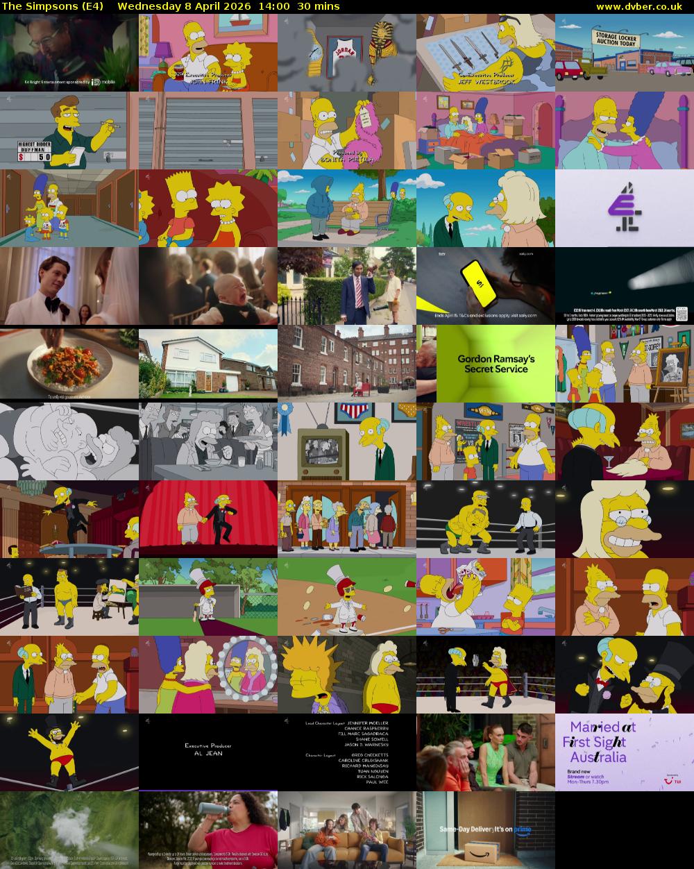 The Simpsons (E4) Wednesday 8 April 2026 14:00 - 14:30