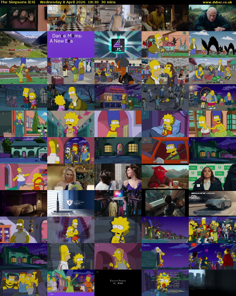 The Simpsons (E4) Wednesday 8 April 2026 18:30 - 19:00
