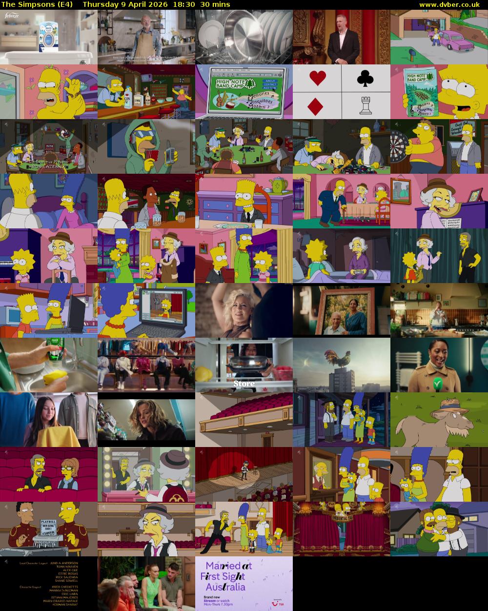 The Simpsons (E4) Thursday 9 April 2026 18:30 - 19:00