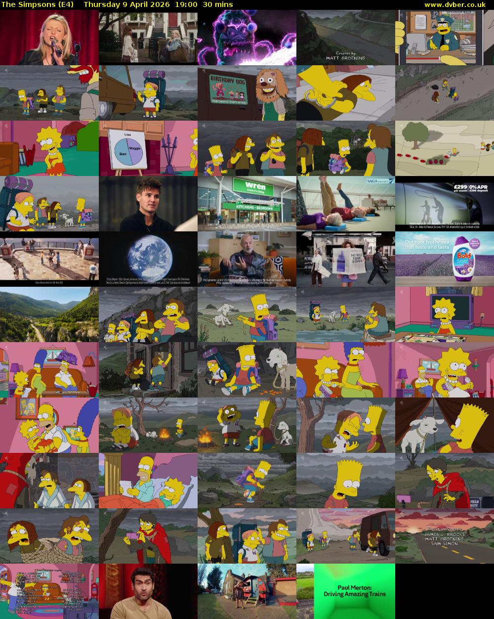 The Simpsons (E4) Thursday 9 April 2026 19:00 - 19:30