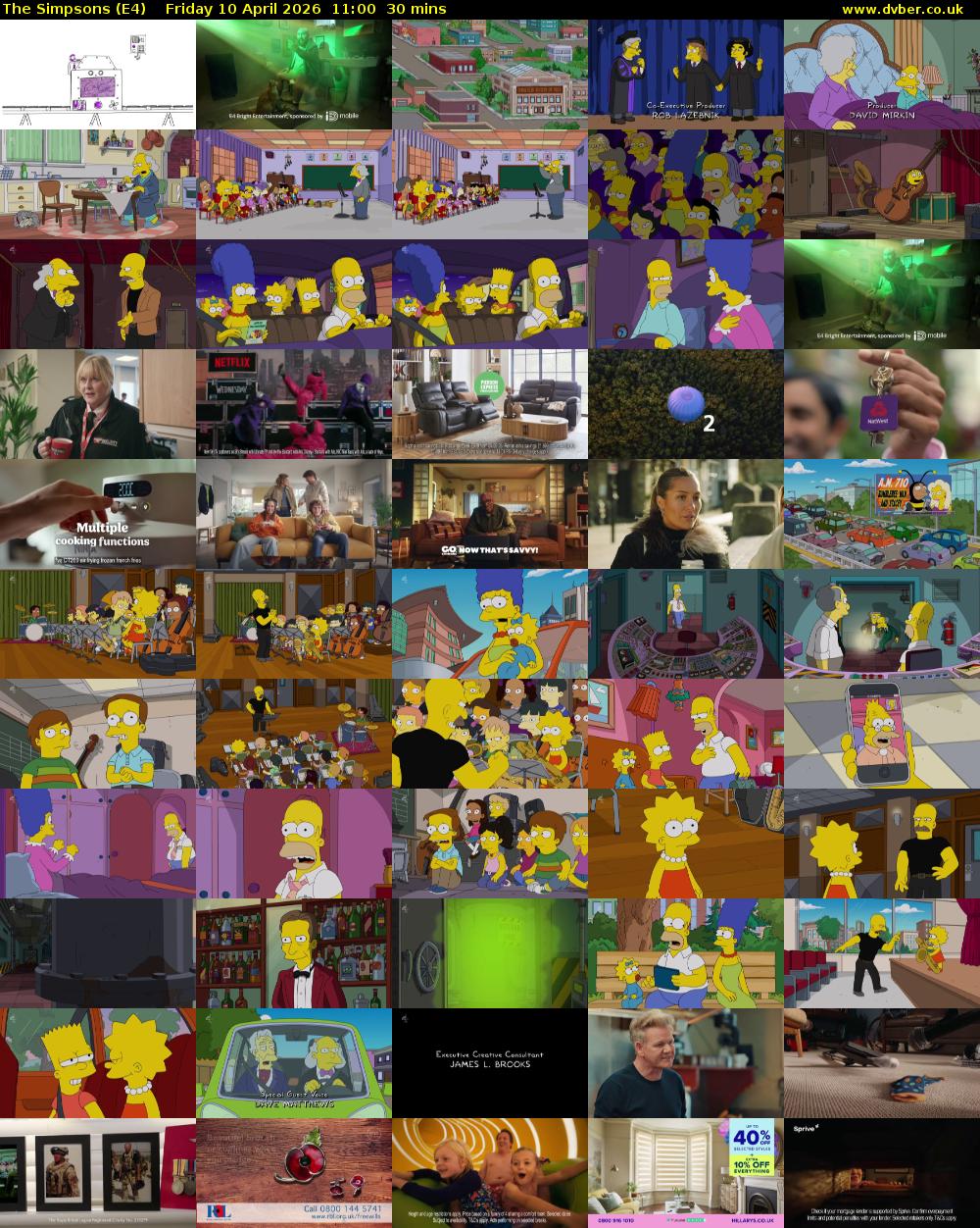 The Simpsons (E4) Friday 10 April 2026 11:00 - 11:30