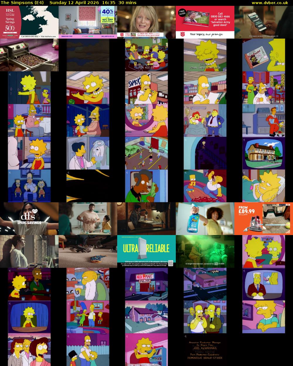 The Simpsons (E4) Sunday 12 April 2026 16:35 - 17:05