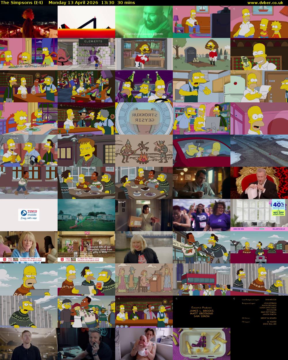 The Simpsons (E4) Monday 13 April 2026 13:30 - 14:00