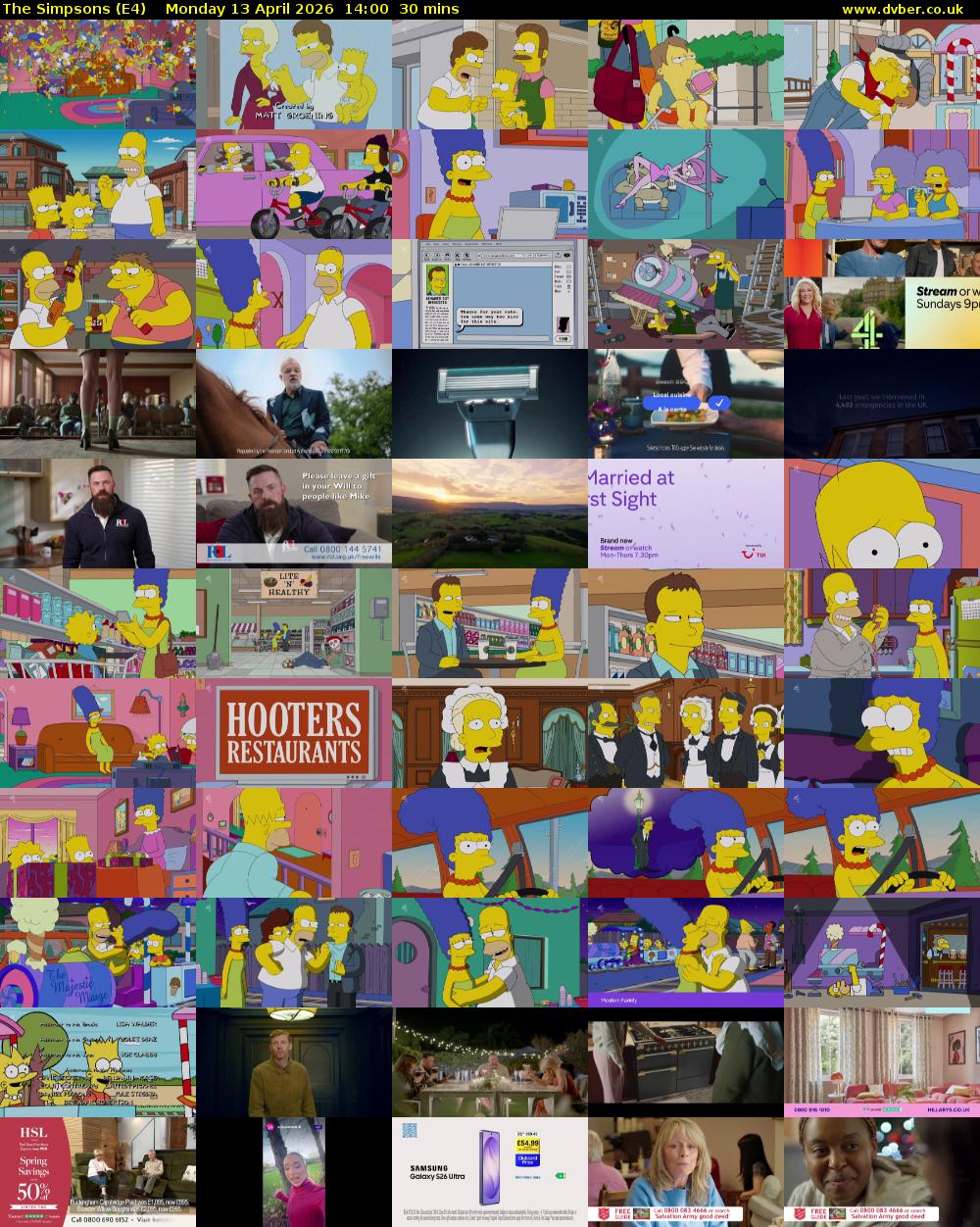 The Simpsons (E4) Monday 13 April 2026 14:00 - 14:30