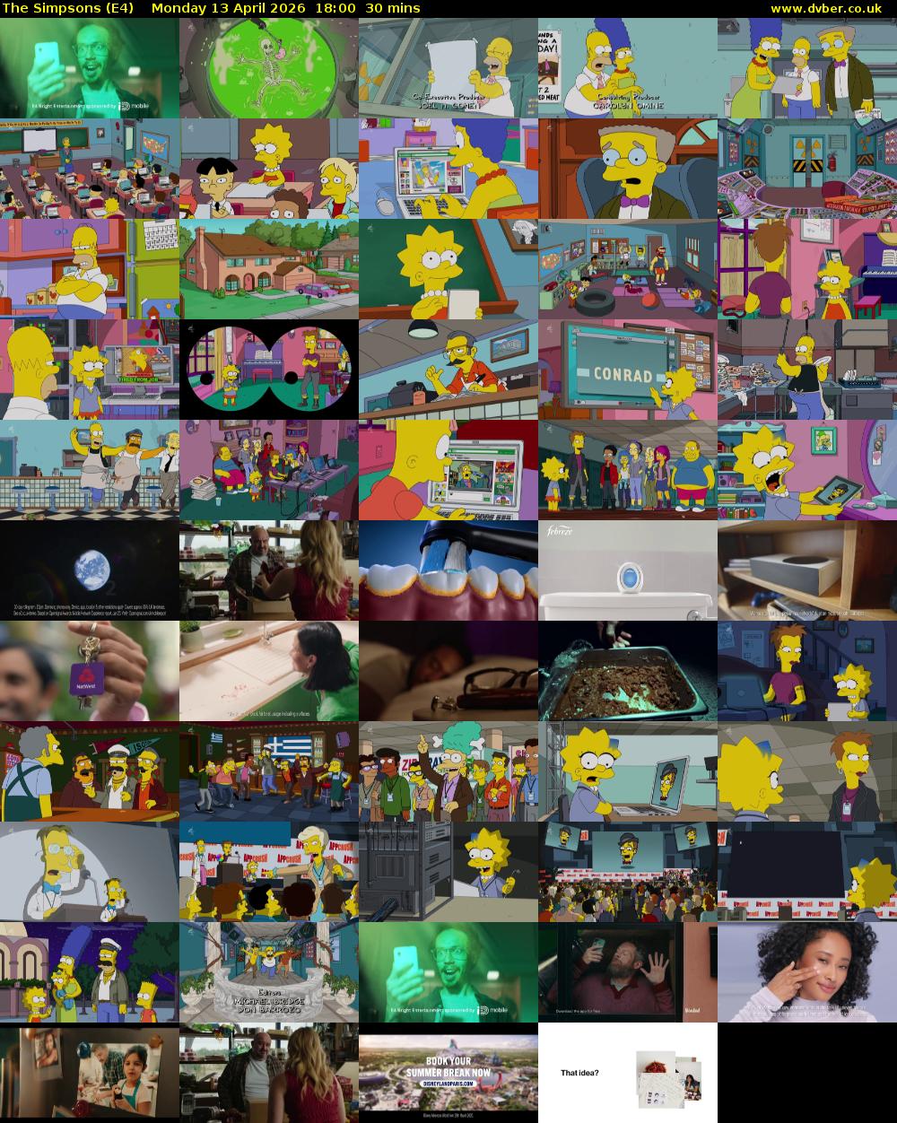 The Simpsons (E4) Monday 13 April 2026 18:00 - 18:30