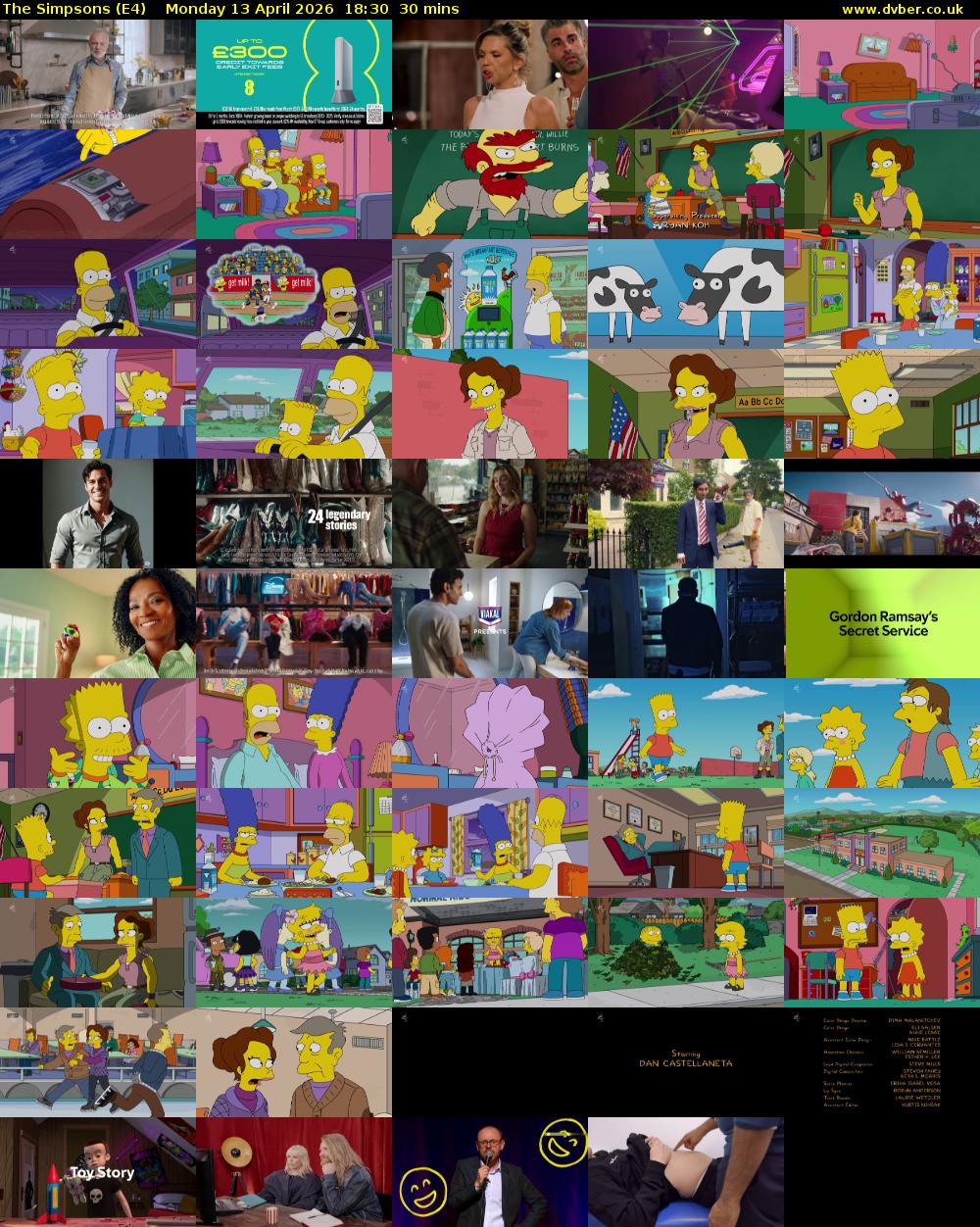 The Simpsons (E4) Monday 13 April 2026 18:30 - 19:00