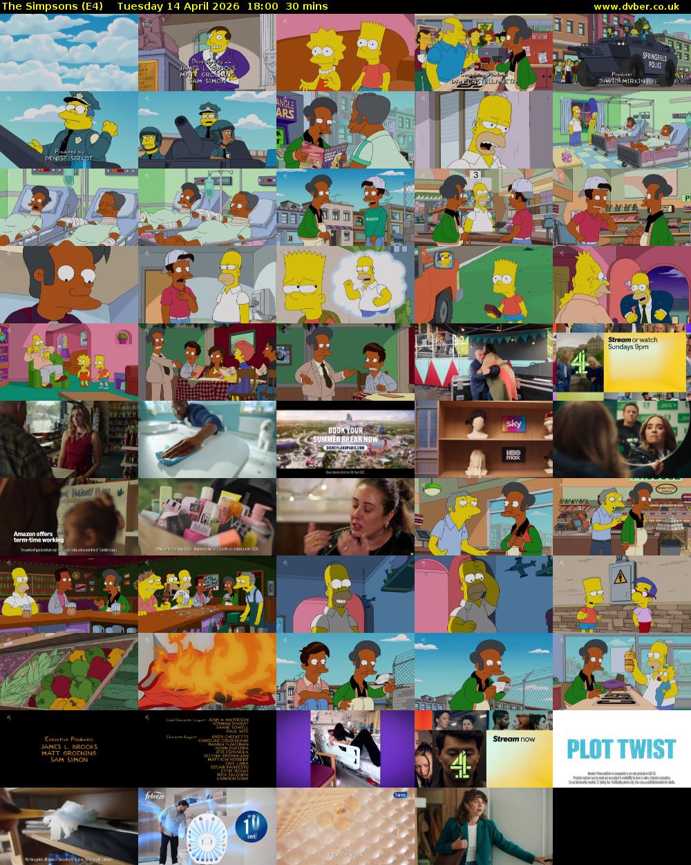 The Simpsons (E4) Tuesday 14 April 2026 18:00 - 18:30