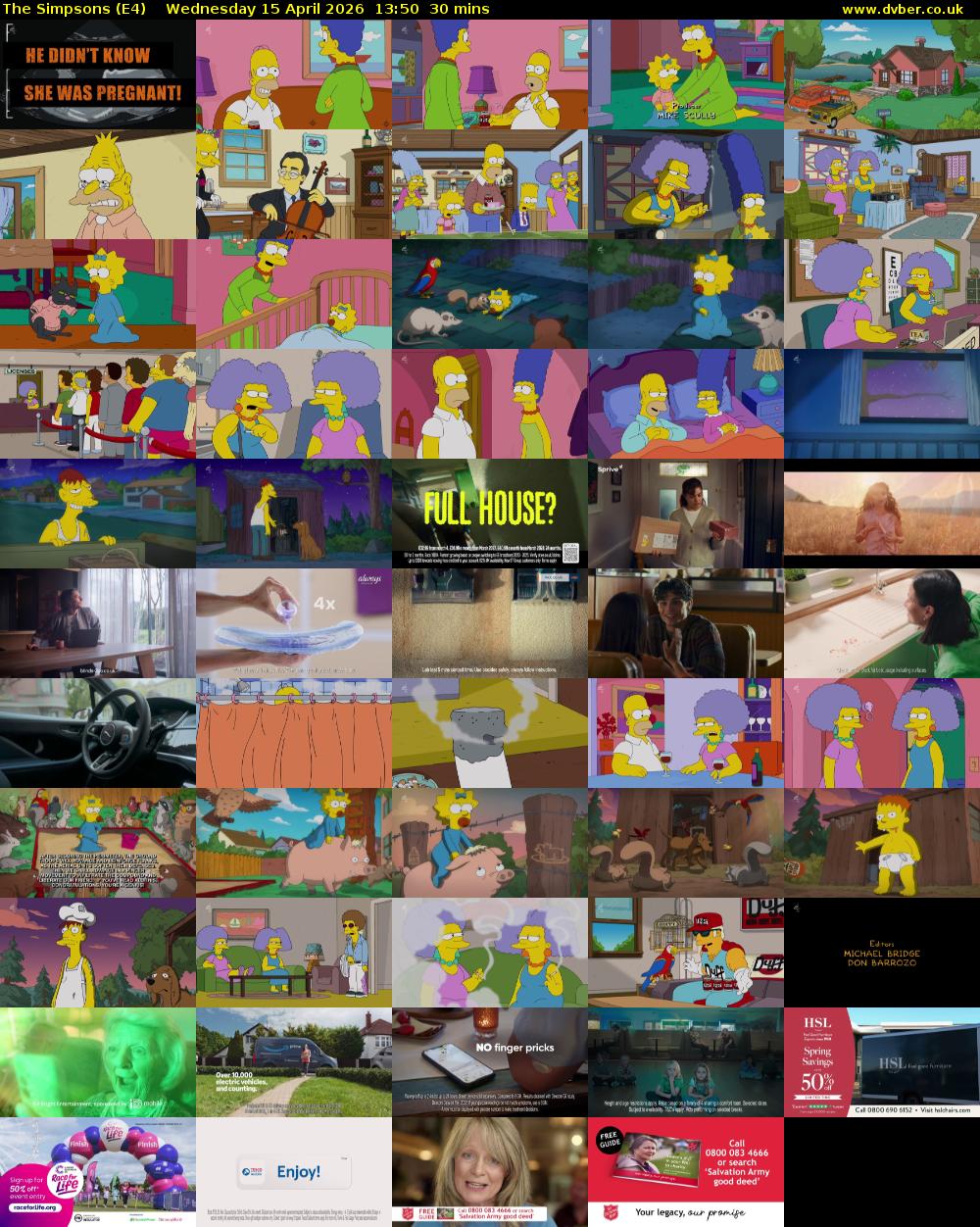 The Simpsons (E4) Wednesday 15 April 2026 13:50 - 14:20