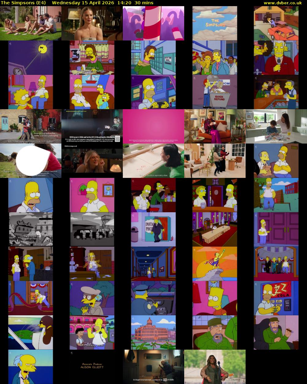 The Simpsons (E4) Wednesday 15 April 2026 14:20 - 14:50