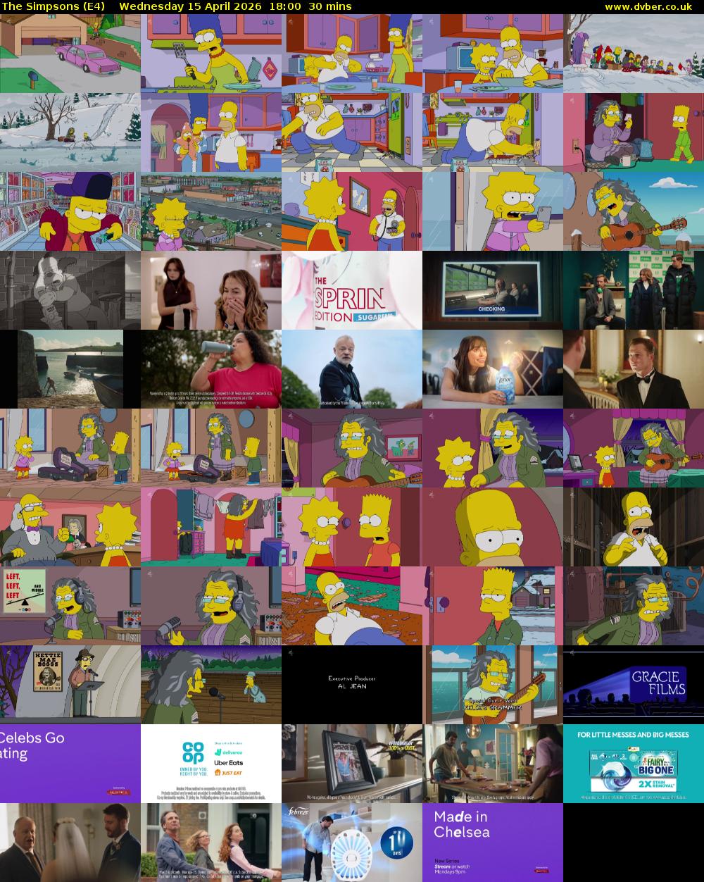 The Simpsons (E4) Wednesday 15 April 2026 18:00 - 18:30