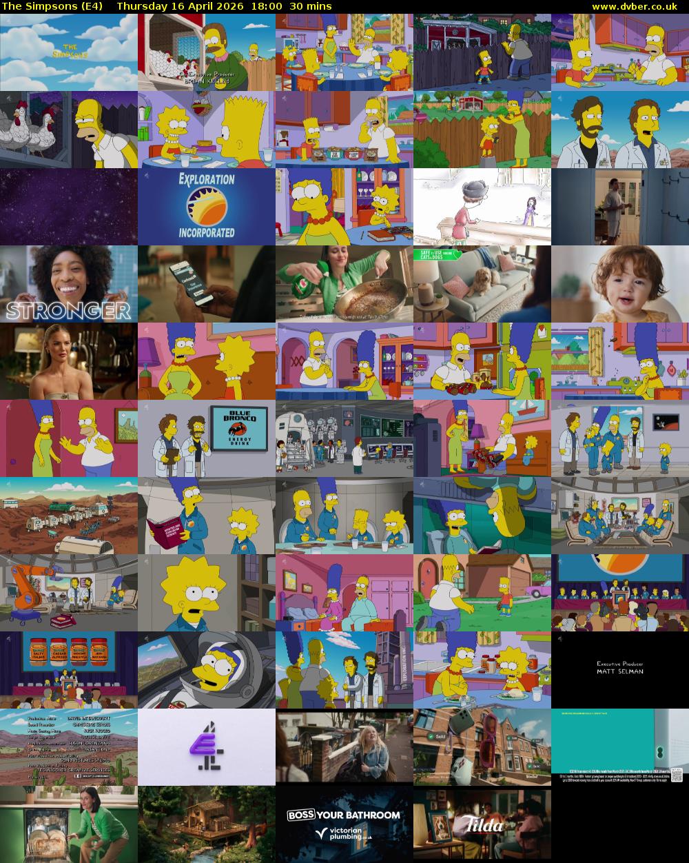 The Simpsons (E4) Thursday 16 April 2026 18:00 - 18:30