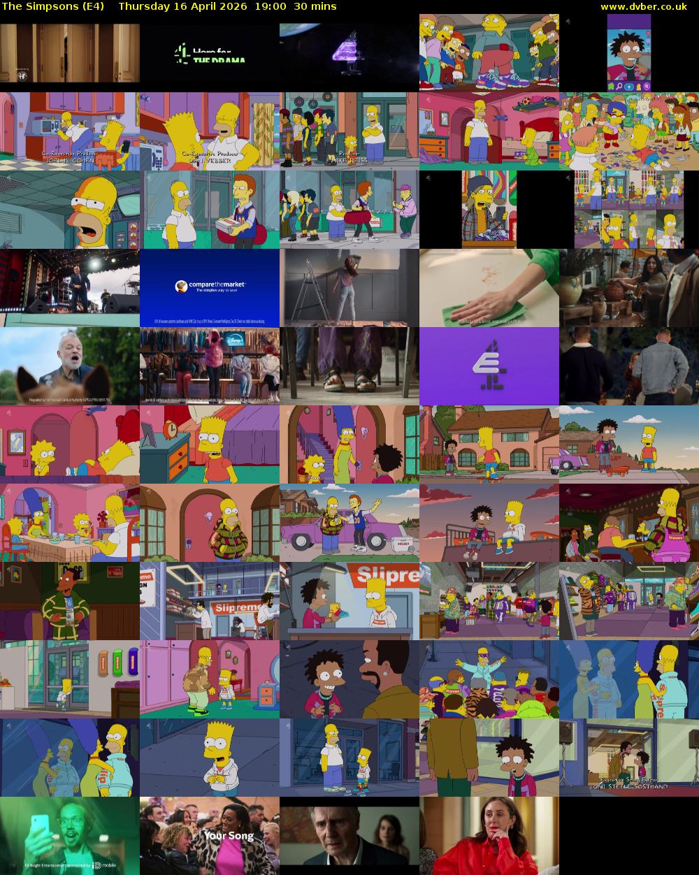 The Simpsons (E4) Thursday 16 April 2026 19:00 - 19:30