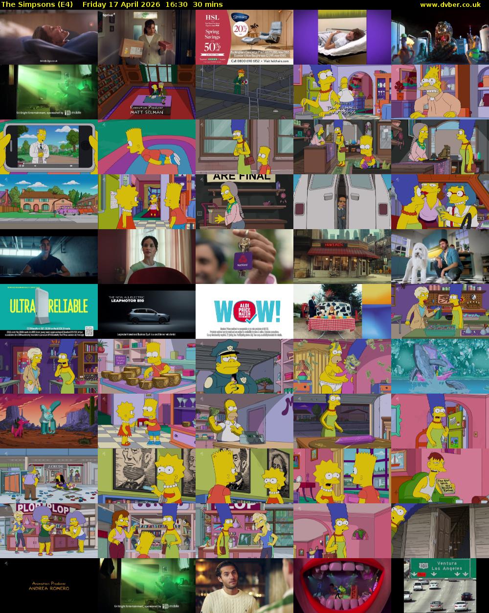 The Simpsons (E4) Friday 17 April 2026 16:30 - 17:00