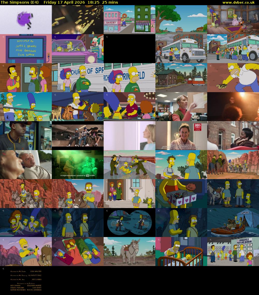 The Simpsons (E4) Friday 17 April 2026 18:25 - 18:50