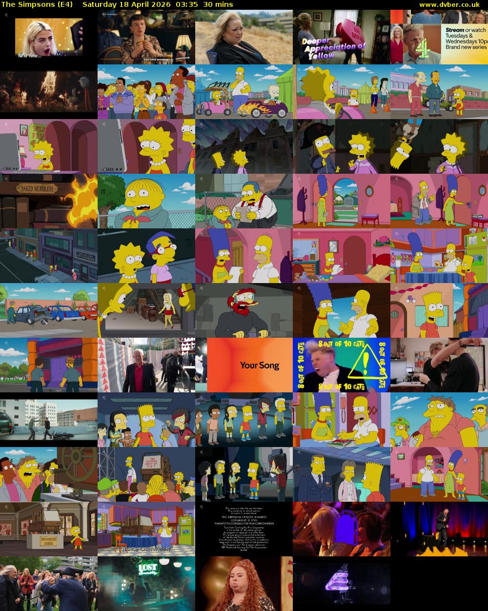 The Simpsons (E4) Saturday 18 April 2026 03:35 - 04:05