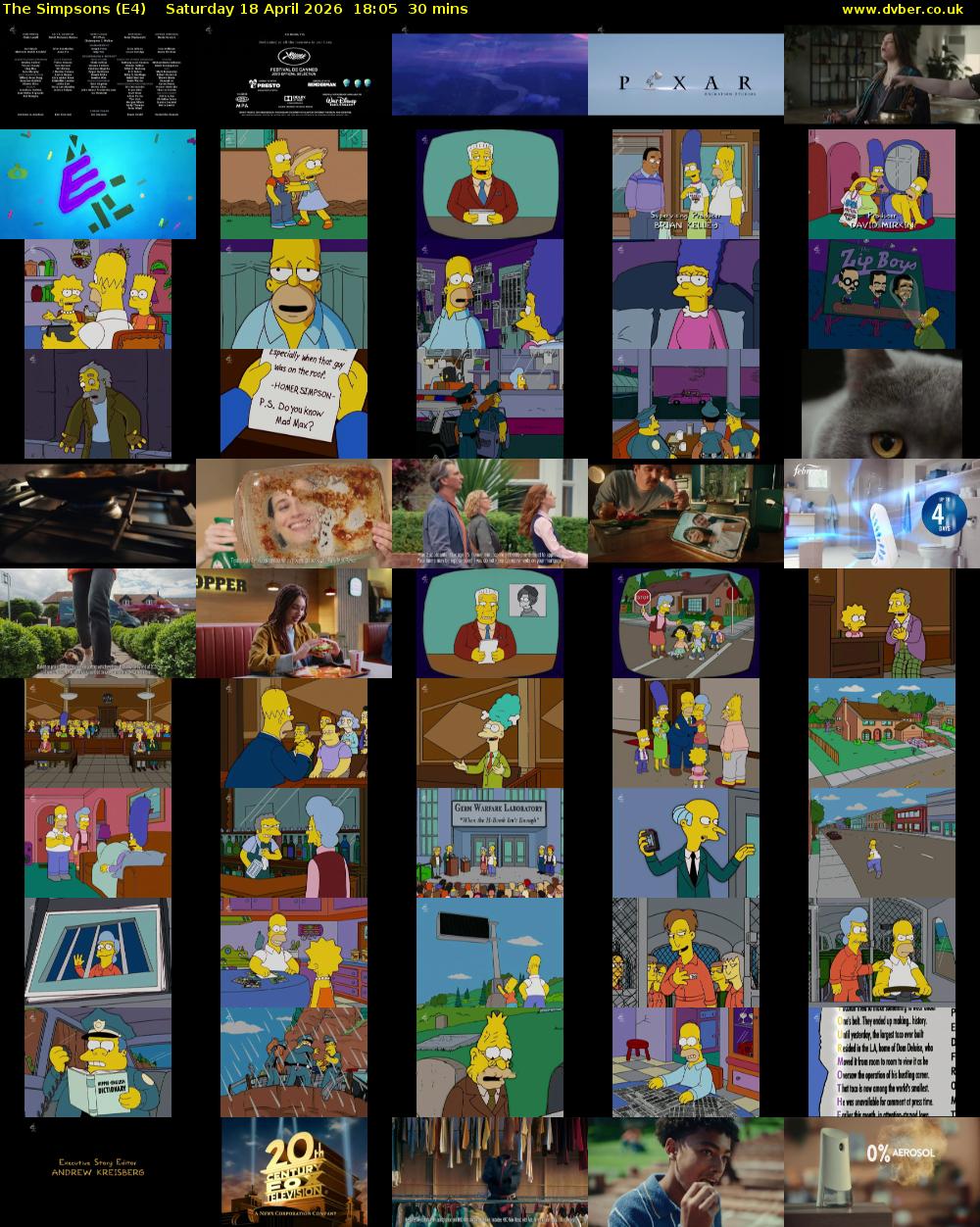 The Simpsons (E4) Saturday 18 April 2026 18:05 - 18:35