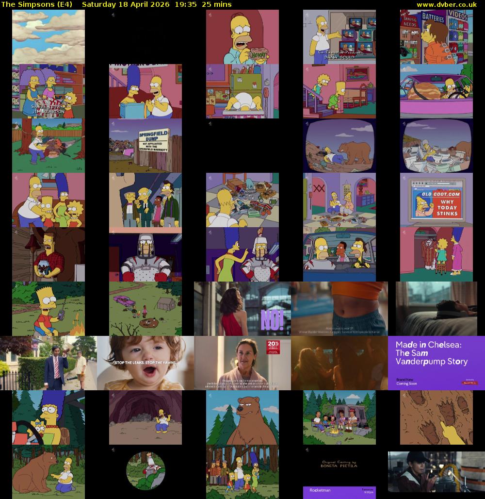 The Simpsons (E4) Saturday 18 April 2026 19:35 - 20:00