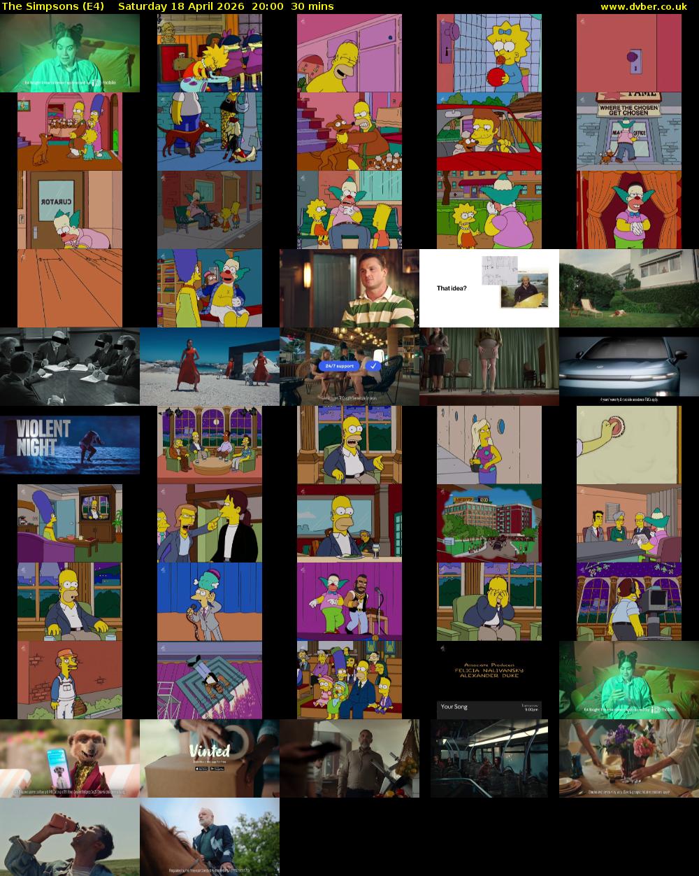 The Simpsons (E4) Saturday 18 April 2026 20:00 - 20:30