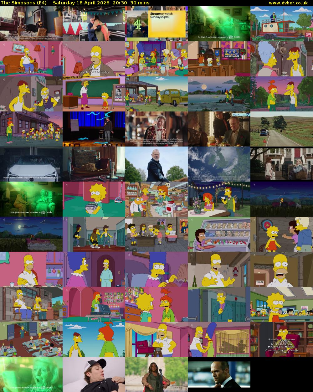 The Simpsons (E4) Saturday 18 April 2026 20:30 - 21:00