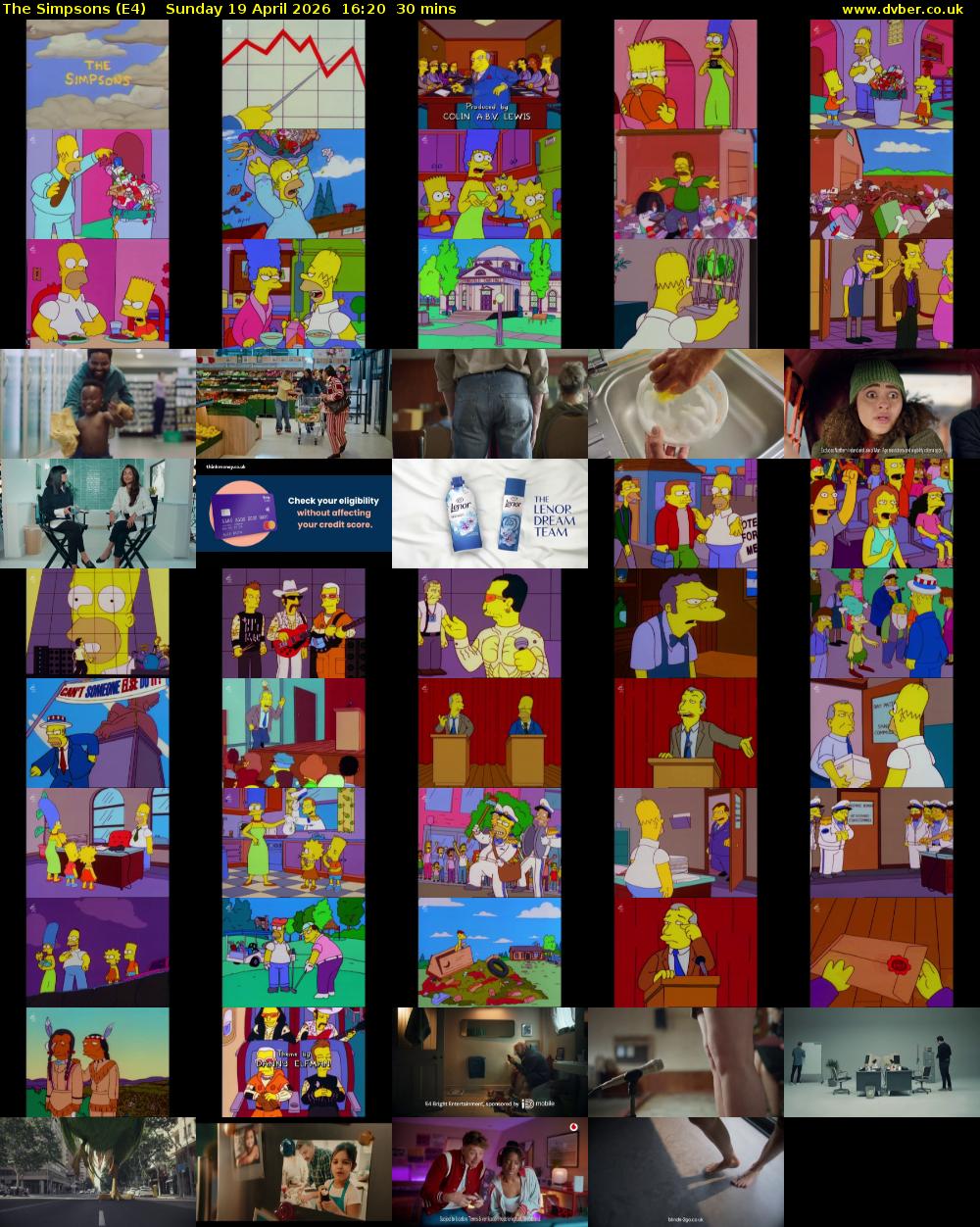 The Simpsons (E4) Sunday 19 April 2026 16:20 - 16:50