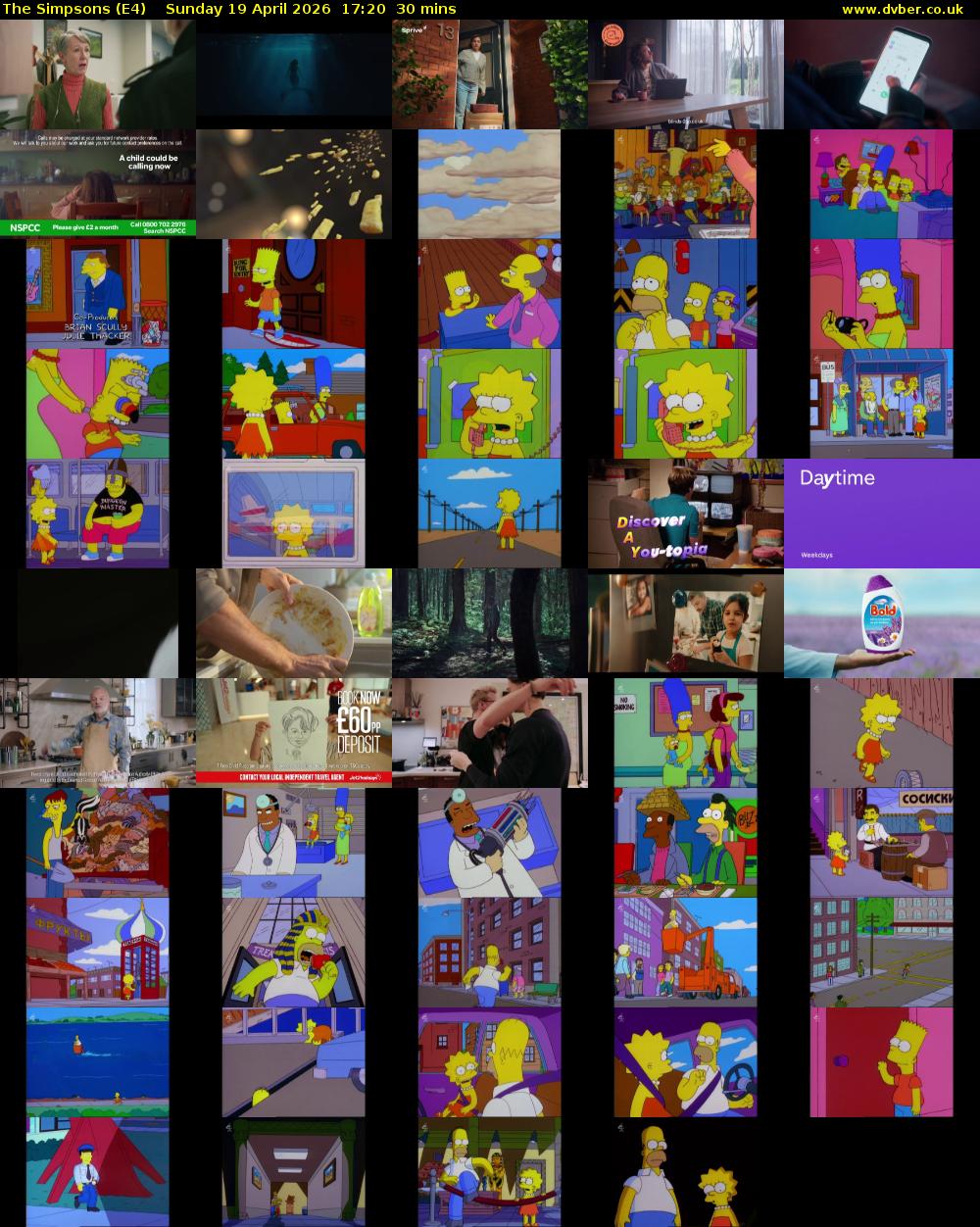 The Simpsons (E4) Sunday 19 April 2026 17:20 - 17:50