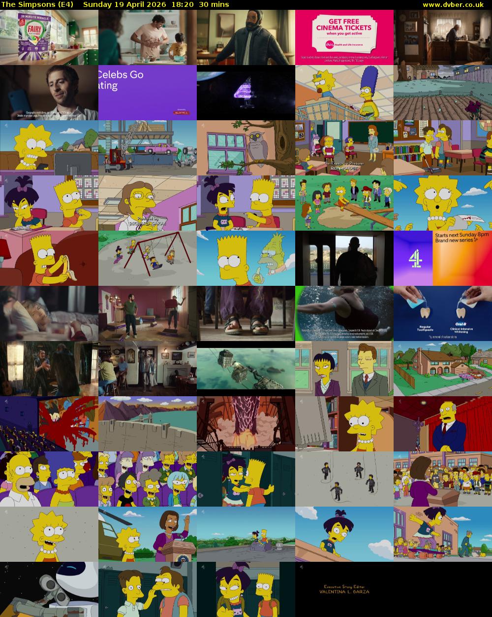 The Simpsons (E4) Sunday 19 April 2026 18:20 - 18:50