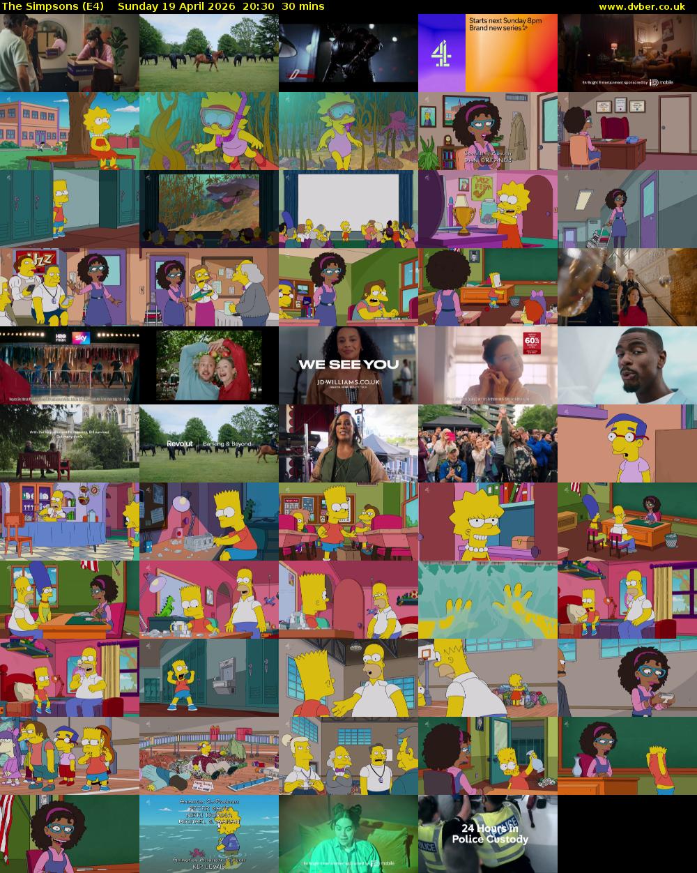 The Simpsons (E4) Sunday 19 April 2026 20:30 - 21:00