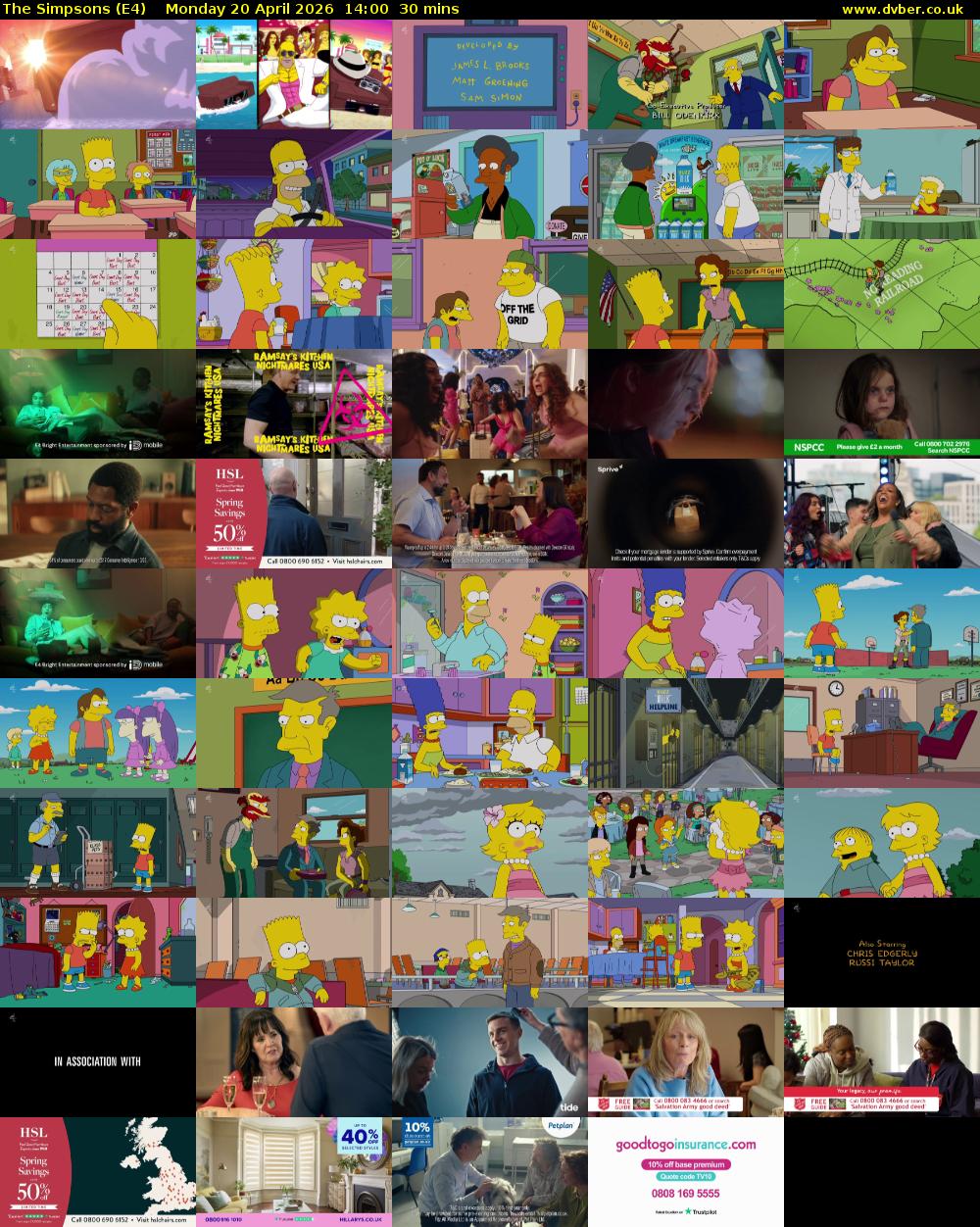 The Simpsons (E4) Monday 20 April 2026 14:00 - 14:30