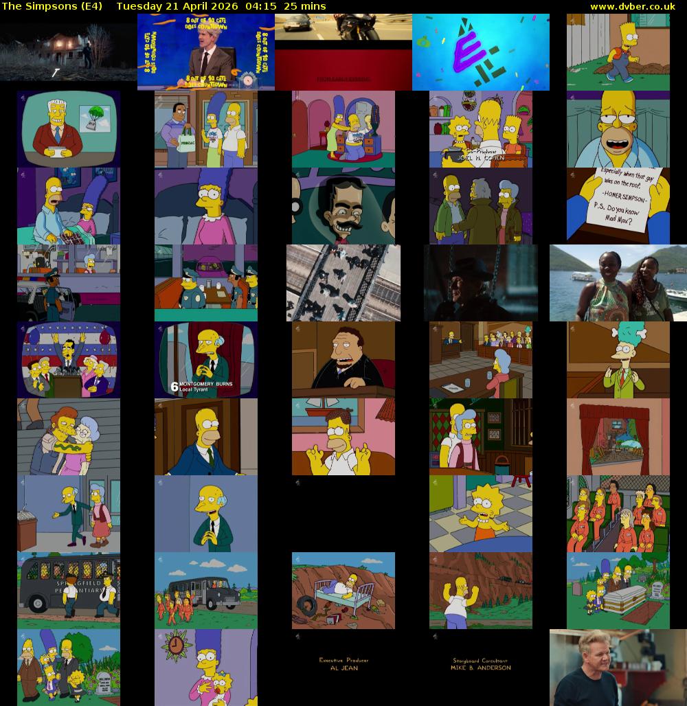 The Simpsons (E4) Tuesday 21 April 2026 04:15 - 04:40