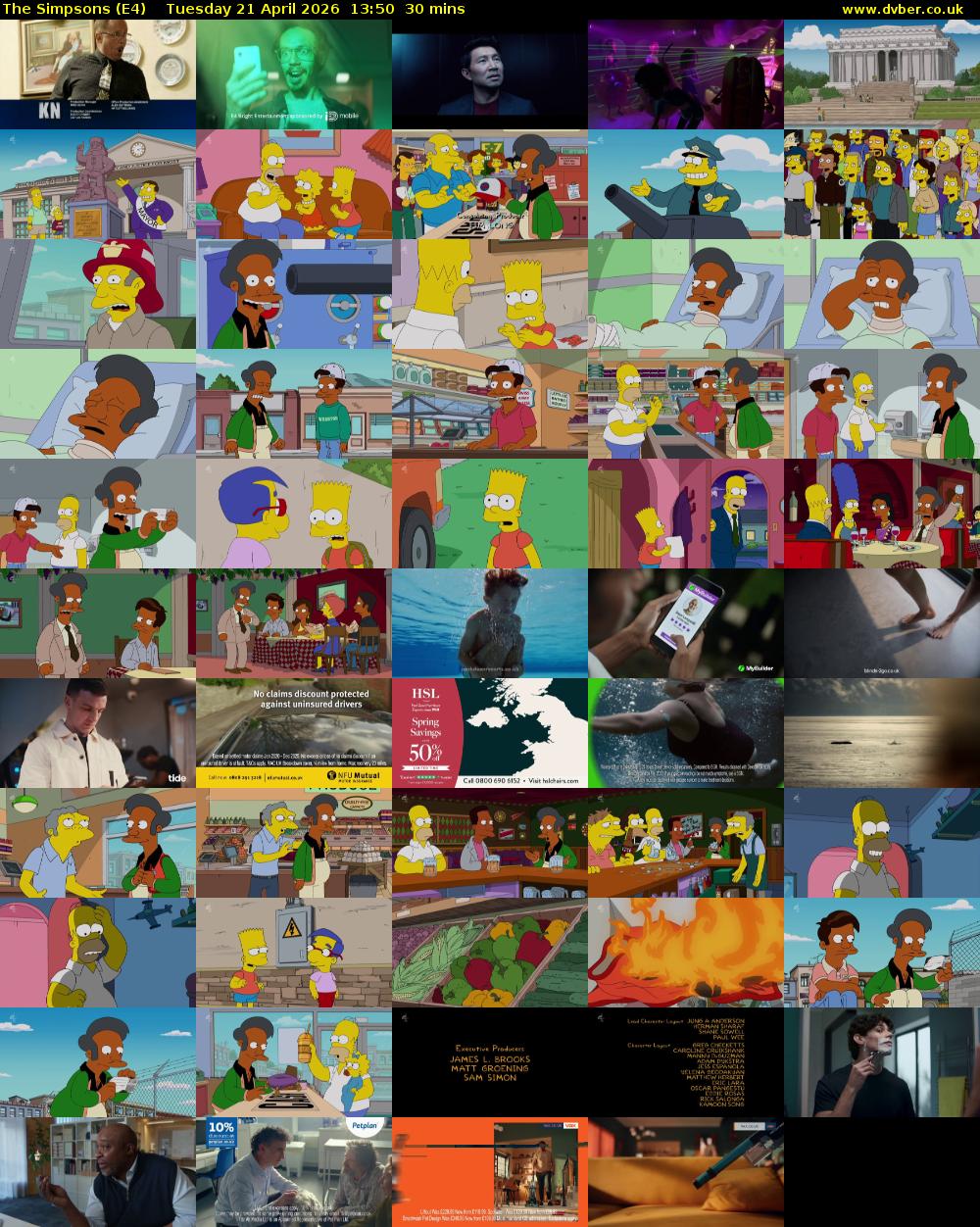 The Simpsons (E4) Tuesday 21 April 2026 13:50 - 14:20