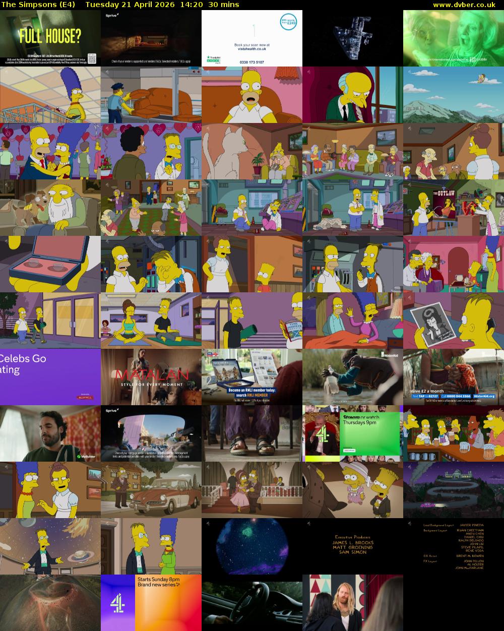 The Simpsons (E4) Tuesday 21 April 2026 14:20 - 14:50