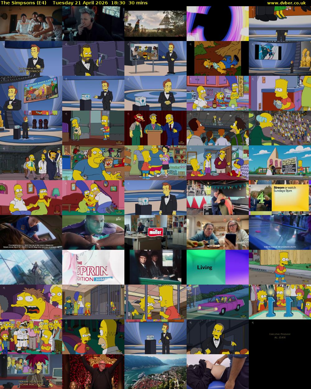The Simpsons (E4) Tuesday 21 April 2026 18:30 - 19:00