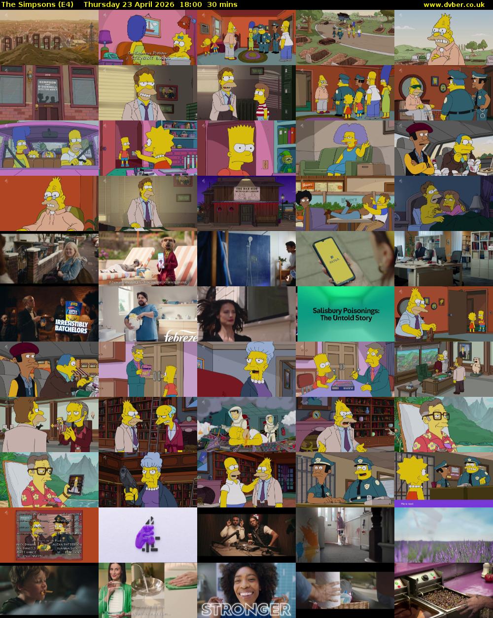 The Simpsons (E4) Thursday 23 April 2026 18:00 - 18:30