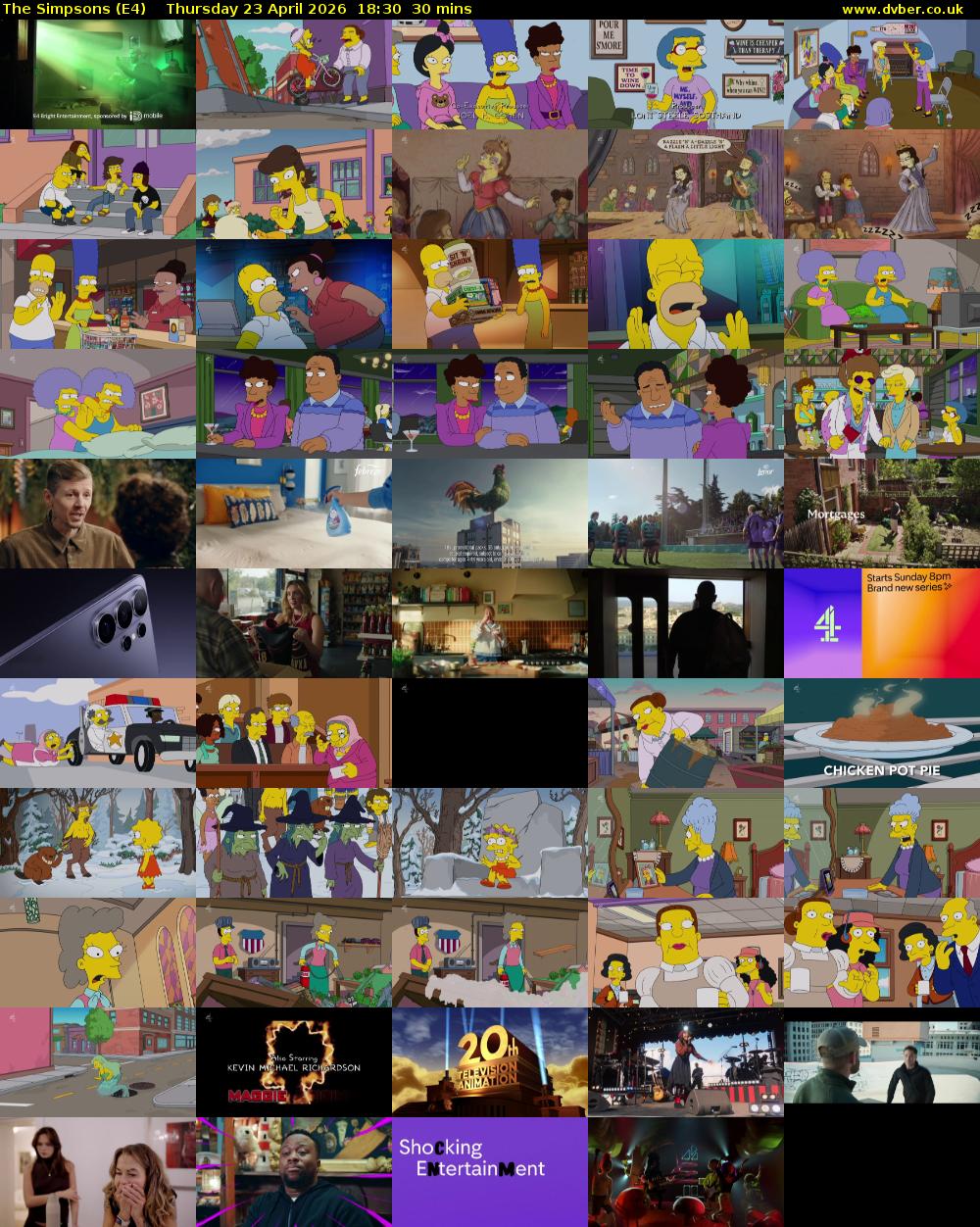 The Simpsons (E4) Thursday 23 April 2026 18:30 - 19:00