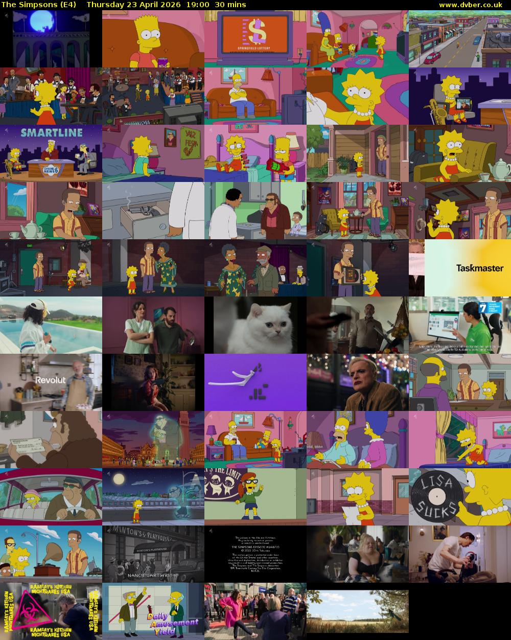 The Simpsons (E4) Thursday 23 April 2026 19:00 - 19:30