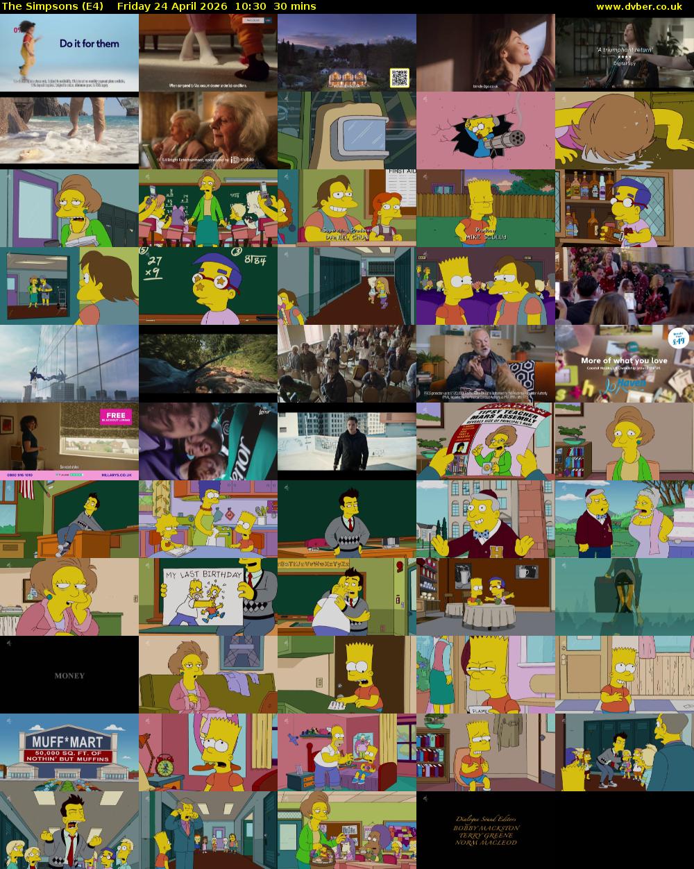 The Simpsons (E4) Friday 24 April 2026 10:30 - 11:00